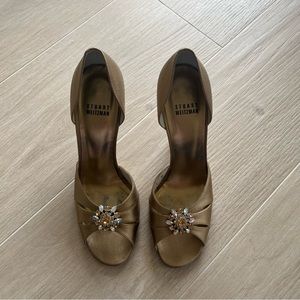 Stuart Weitzman Satin Crystal Embellishments Sandals Size 7
